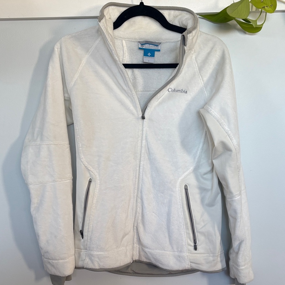 Columbia White Full-Zip Fleece Jacket